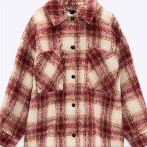 NWOT ZARA RED CHECK SHACKET